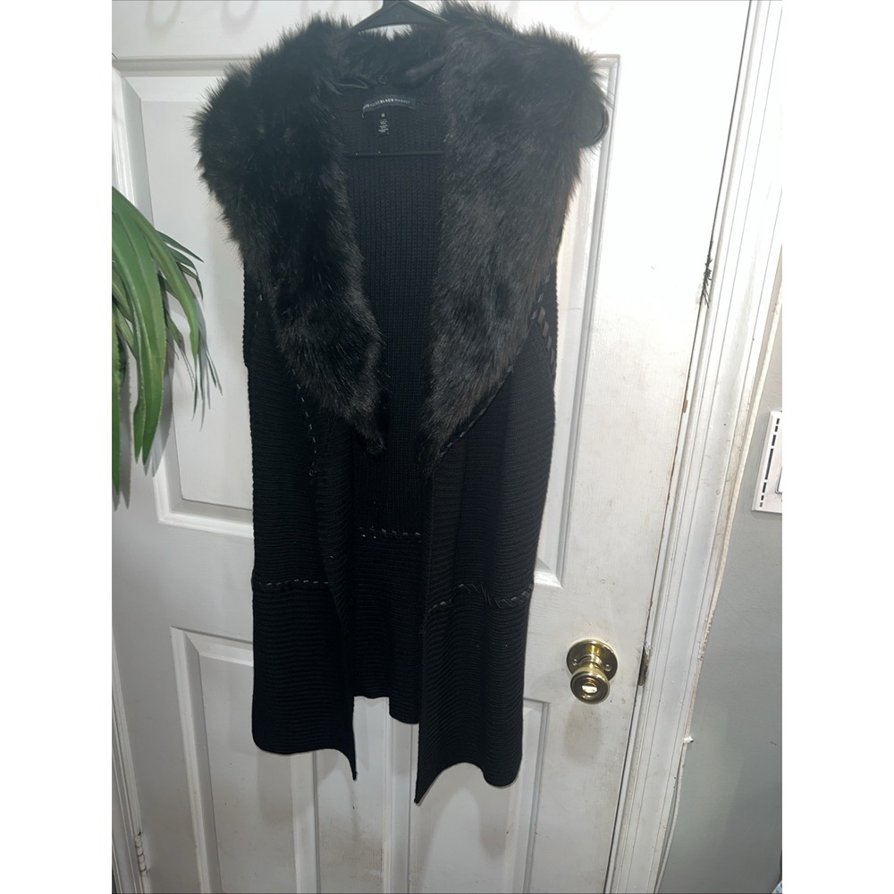 White House Black Market Shearling Faux Fur Vest Two Pocket Size M 324